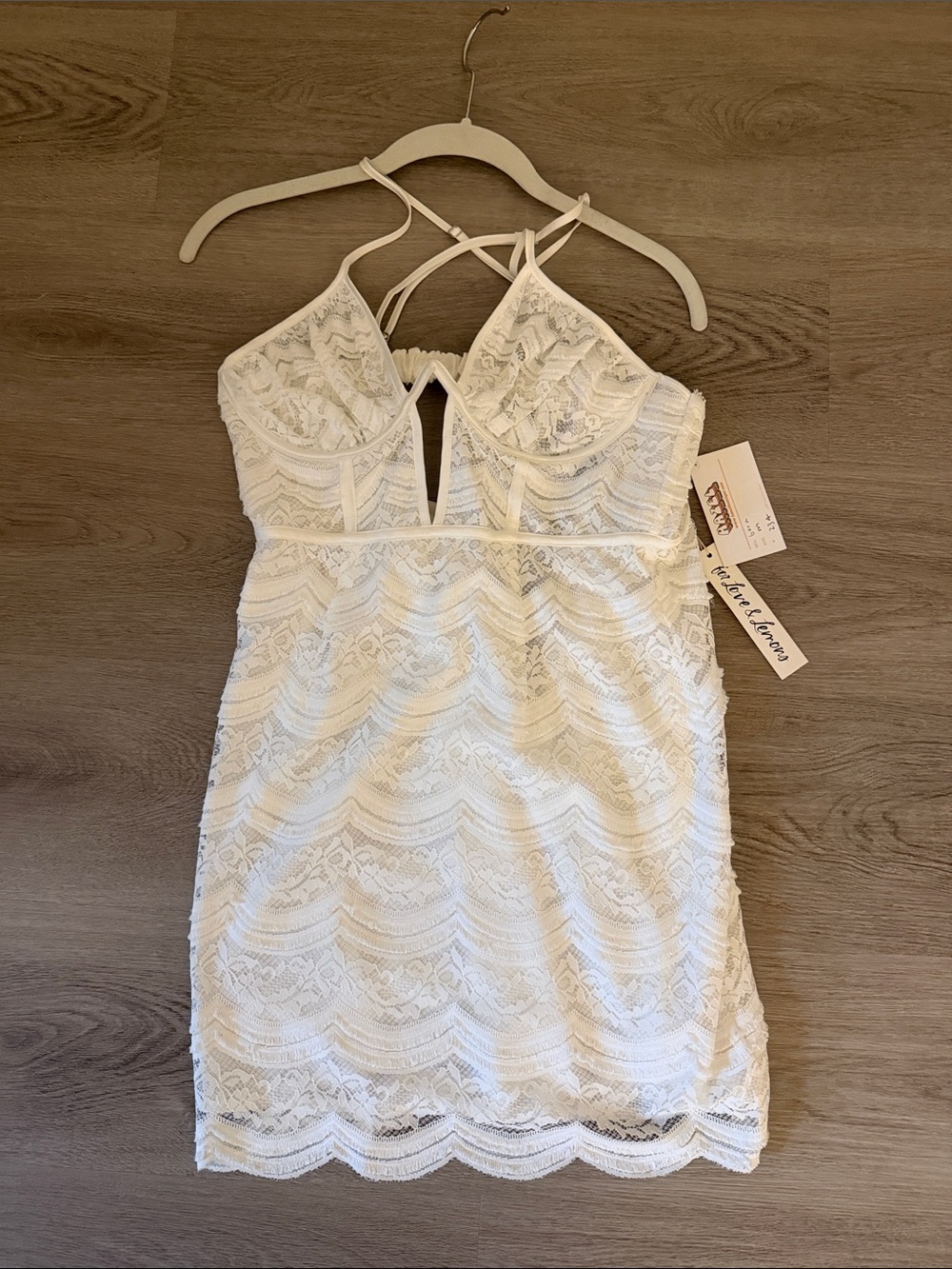 For Love And Lemons White Lace Strappy Mini Dress